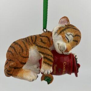 Danbury Mint The Baby Animal Christmas Ornament Tiger Cub Cookies Santa #1